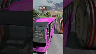 Mixed Colours Buses vs Bollards Crash - BeamNG.Drive #shorts #beamngdrive #bus