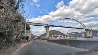 【内海大橋】上から見ると「くの字」の橋　沼隈半島から田島を結ぶ道路橋　往復しました　1989年10月開通　#瀬戸内海　#車窓風景 　#広島県福山市