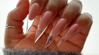 CLEAR GLASS STILETTO NAILS | Nearly didn’t finish this set💎