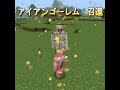 【マイクラ】アイアンゴーレム　召還方法 かぼちゃと鉄ブロックが必要！ shorts