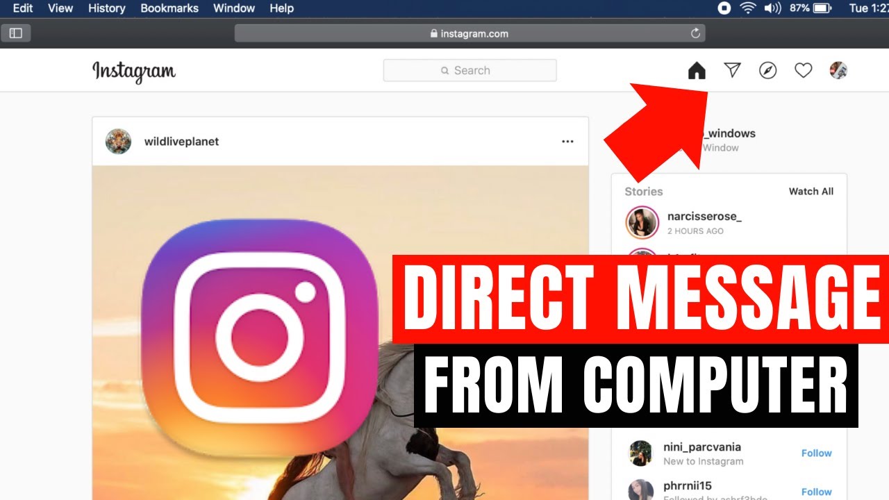 How To Direct Message On Instagram From Computer - YouTube