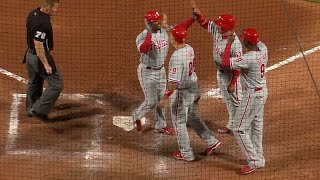 Jimmy Rollins smashes a grand slam to left field