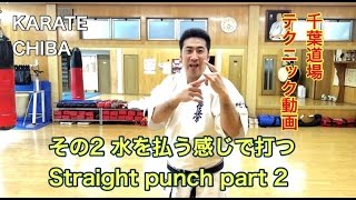 パンチストレートその2（Straight Punch Part 2）・水を払う感じで打つ！千葉 身体操作 空手