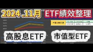 [豪想知道] 🔥2024_11月[高股息] [市值型] ETF 績效整理🔥11月台股大盤指數回檔: -2.4% 🔥