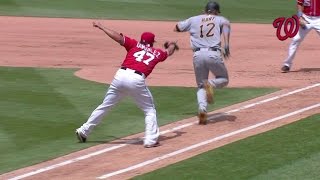 PIT@WSH: Gonzalez gloves grounder, applies quick tag