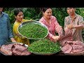 Rustic Village Cooking: Green Spicy Chilies with Pig Ribs | Kitchen Foods