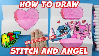 How to Draw Valentine's Day Stitch and Angel Folding Surprise