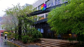 [4K Walk] Rain in Korea's Beverly Hills: Apgujeong Rodeo, K- Star Road ❘ City Sounds Rain ambience