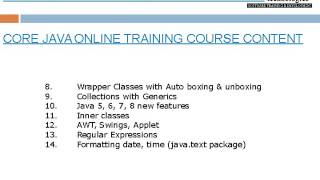 Core Java Online Training In India Course Content-Java Online Training