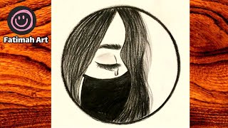 crying girl drawing😰 | circle drawing for beginners😰 | رسم بنات کیوت بالرصاص خطوة بخطوة للمبتدئین