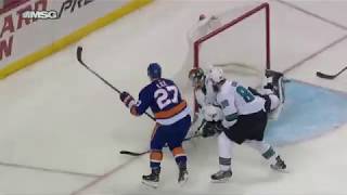 John Tavares Sweet Pass through Brent Burns' Legs for Anders Lee Goal vs Sharks