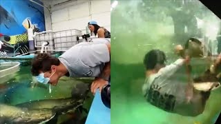 Fish knocks out a blindfolded guy