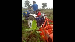 Force Motors Ox 25 ORCHARD MINI Tractor with 24 Blade Rotatory tiller in 5 feet Banana Crop.