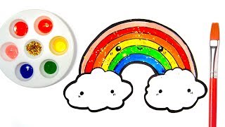 Dibuja y Colorea Arcoiris Aprende Colores Dibujos Para Niños - Learn Colors Glitter Rainbow Coloring