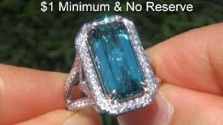 Natural Blue Tourmaline \u0026 Diamond Ring