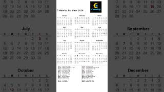 Calendar 2026 #monthsoftheyear #2026