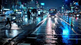 [4K] Seoul Walk - Jongno, Jonggak, Gwanghwamun Street. Rain. Winter. Ambience Sound. City Night.