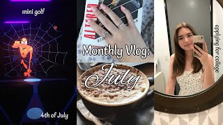 july vlog | 4th of july, mini golf, room decorating, and applying for college 😵‍💫