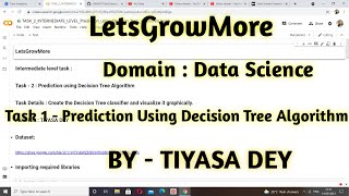 Prediction using Decision Tree Algorithm #LetsGrowMore#TiyasaDeyAI