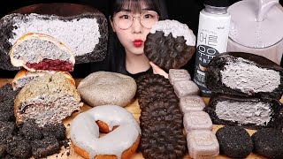 흑임자찰떡생크림빵 흑임자약과 흑임자도넛 달콤 고소한 흑임자 디저트 먹방! BLACK SESAME DESSERT MUKBANG ASMR