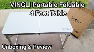 Vingli Portable Foldable 4 Foot Table For Indoor/Outdoor Use Review