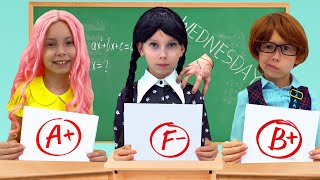 Wednesday Addams and Alice at school - Funny Stories about diversity among kids