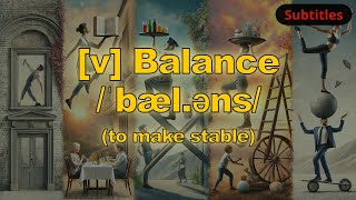 [v] Balance meaning (to make stable) with 5 examples