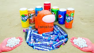 EXPERIMENT : AmongUs and Mentos VS Coca-Cola, Fanta , Pepsi, Sprite, Mirinda
