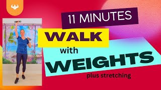 11 min Walking with Weights, no talking beginner low impact workout