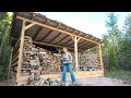 Building a Simple Fire Woodshed at Homestead- FULL BUILD ASMR