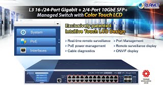 L3 16-/24-Port Gigabit +2/4-Port 10GbE SFP+ Managed Switch with Color Touch LCD (Smart LCD Switches)