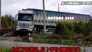 INCREÍBLE PERO CIERTO, SORPRENDENTE MANIOBRA QUE REALIZA CONDUCTOR CON UN MERCEDES ACTROS 3348