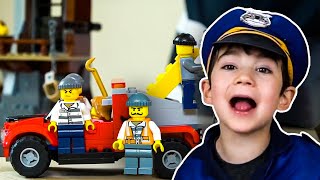 Best Cops & Robbers Costume Pretend Play! | Lego City Cops & Toy Trucks for Kids | JackJackPlays