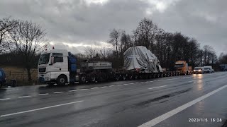 Hanyš - přeprava parní turbíny - Nadměrný náklad/Oversize load/Schwertransport