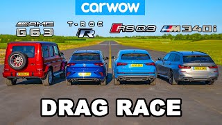 BMW M340i vs AMG G63 v Audi RSQ3 vs VW T-Roc R: DRAG RACE
