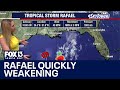 Rafael quickly weakening