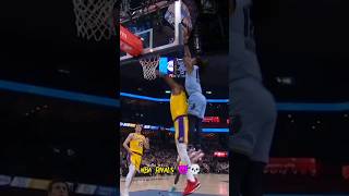 Finally 😭😭,JA MORANT dunks on LeBron 👑 #playoffs #jamorant #lebronjames #lakers #blowup #memphis