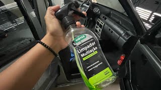 Limpando a parte interna do carro com Vintex  - Limpador Multiação