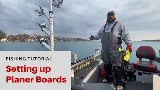 How to Set-up Planer Boards off Fishing Rod Trees