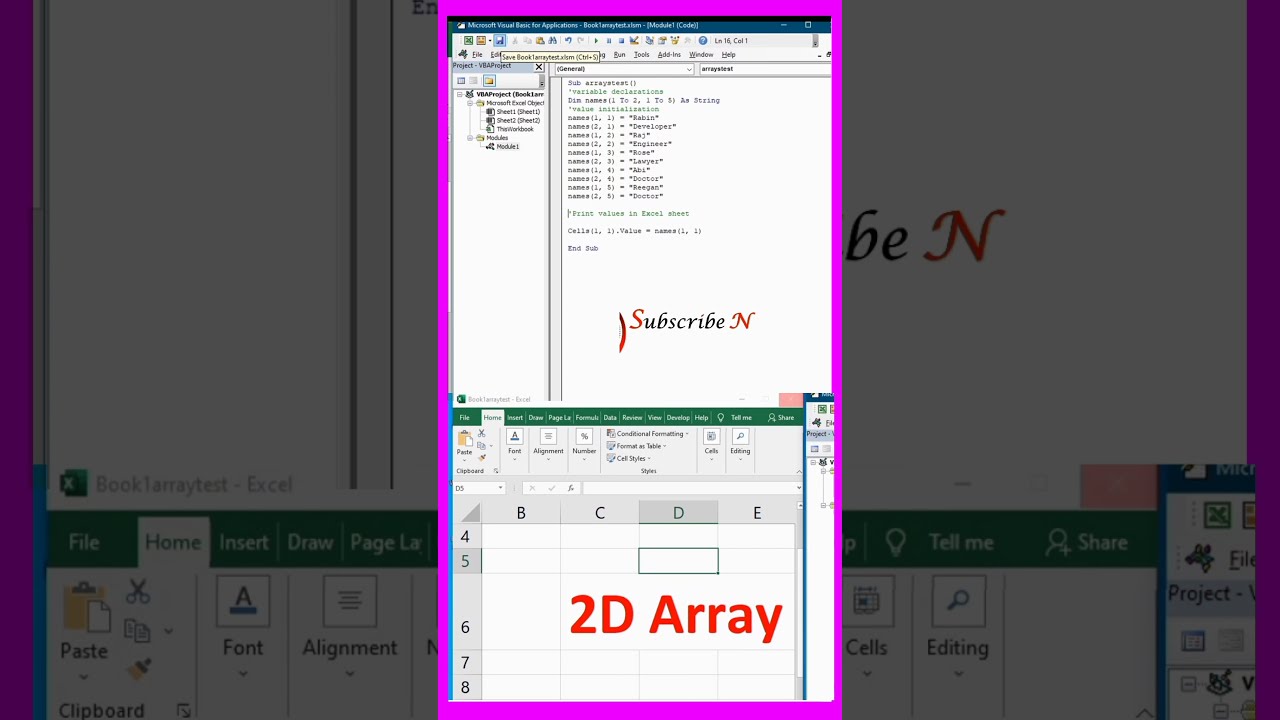 2D Arrays in Excel Using VBA #2Darray #howtodo