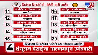 Shinde Group Candidate List | शिवसेनेच्या उमेदवारांची यादी जाहीर | tv9 Marathi