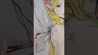 Coloring our favorite childhood characters in my painting style 😊💚 #Tinkerbell #painting