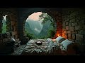 Rainy night in a deep mountain cave｜Piano and rain sound relaxing music box｜Dream meditation and