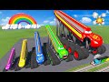 Big & Small, Long & Tall Lightning Mcqueen with Monster Truck Wheels vs Trains | BeamNG.Drive