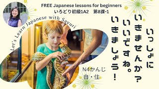 Beginners Japanese #18　いっしょにいきませんか？、N4 Kanji　自・住　いろどり 初級１ A2　第8課　1