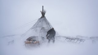 Heavy Snowfall❄️Winter snow storm -44C FREEZING COLD WINTER CAMPING ALONE in a HOT TENT