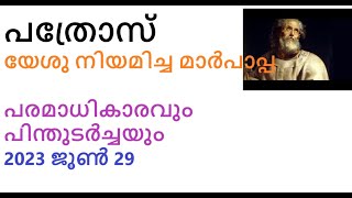 വിശുദ്ധ പത്രോസ്. പരമാധികാരവും പിന്തുടർച്ചയും.