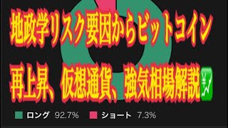 【仮想通貨】地政学リスク要因からビットコイン再上昇、仮想通貨、強気相場解説💹