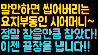 [신청사연] 말만하면 씹어버리는 요지부동인 말이 안통하는 인하무인시어머니~ 정말 참을만큼 참았다! 이젠 끝장을 냅니다!! 미즈넷,사연을읽어주는여자,사이다사연,네이트판레전드사연