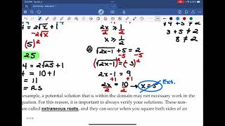 Math 20-1 Unit 5 Lesson 5.3 (Part I): Solving Radical Equations